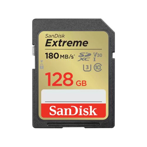 SANDISK 121580, SDXC EXTREME KÁRTYA 128GB, 180/90 MB/s , UHS-I, Class 10, U3, V30