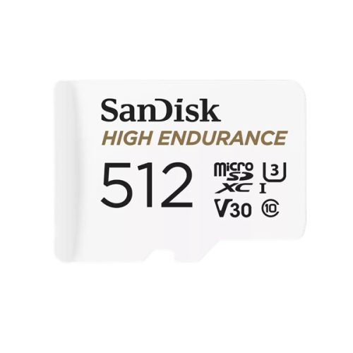 SanDisk MicroSD kártya - 512GB microSDXC High Endurance (100 MB/s, Class 10 U3, V30) + adapter