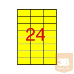   APLI Etikett, 70x37 mm, színes, , sárga, 480 etikett/csomag