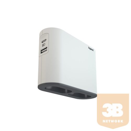 Legrand elosztó - 2 aljzat + okostelefontartóval ellátott töltő, USB-A és USB-C, (15W max.) fehér