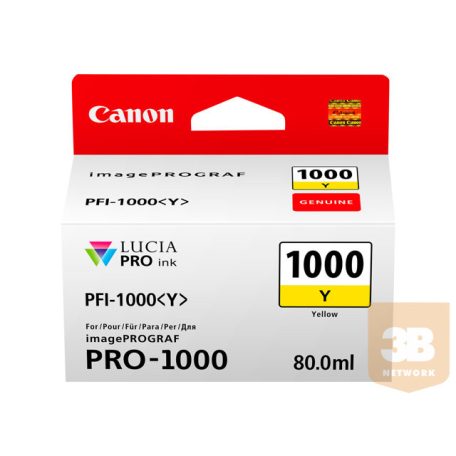 CANON PFI-1000y Ink yellow standard capacity 80ml 1-pack iPF1000