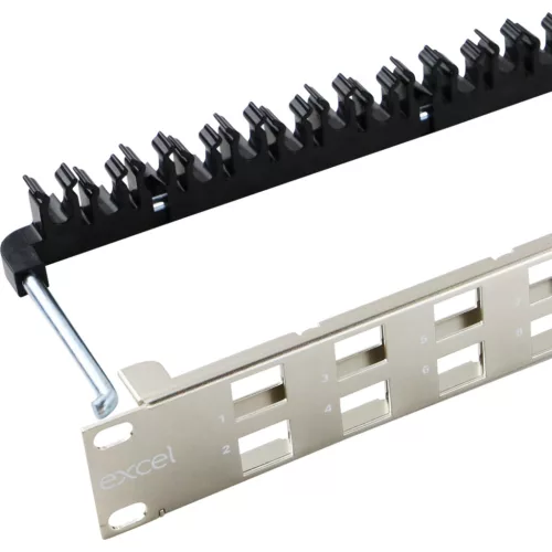 Patch panel (döntött modulhoz) 24-os moduláris, FTP, 1U, ezüst (100-024) EXCEL