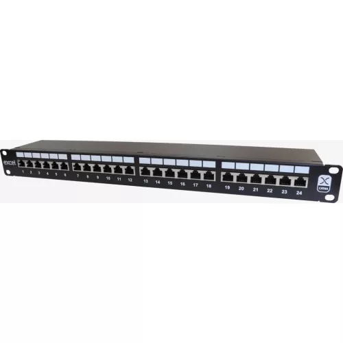 Patch panel 24-es Cat.6a FTP, fekete (100-032) EXCEL