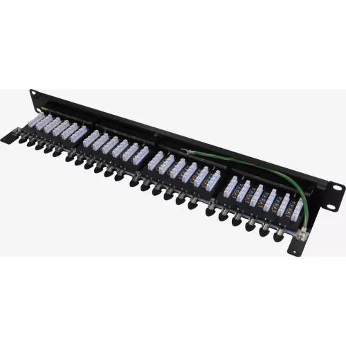 Patch panel 24-es Cat.6a FTP, fekete (100-032) EXCEL
