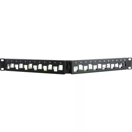 Patch panel 24-os V alakú moduláris, 1U, fekete(100-040) EXCEL
