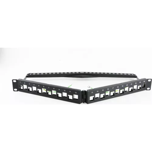 Patch panel 24-os V alakú moduláris, 1U, fekete(100-040) EXCEL