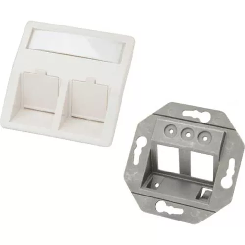 Angled 2 Port Keystone 50x50mm Faceplate RAL9010 (100-283)
