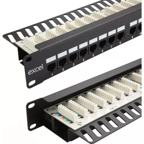 Patch panel 24-es Cat.6 UTP felül szerelhető,1U (100-302) EXCEL