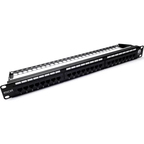 Patch panel 24-es Cat.6 UTP, 1U, fekete (100-304) EXCEL