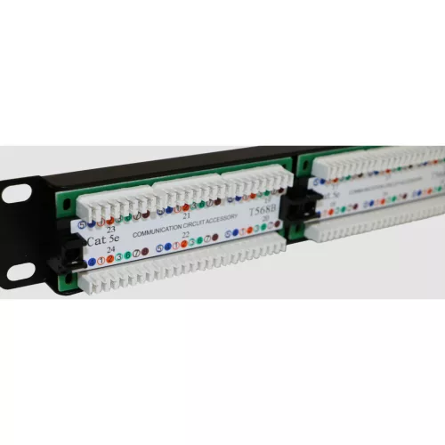 Patch panel 24-es Cat.5e UTP, 1U, fekete (100-726) EXCEL