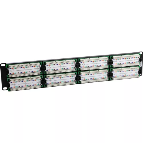 Patch panel 48-as Cat.5e UTP, 2U, fekete (100-728) EXCEL