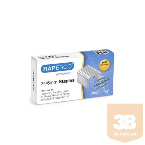 RAPESCO Tűzőkapocs, erős, 24/6, RAPESCO