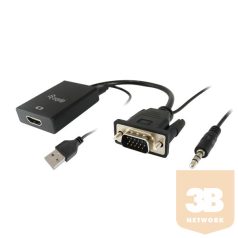 Equip Átalakító - 119038 (VGA to HDMI with Audio, fekete)