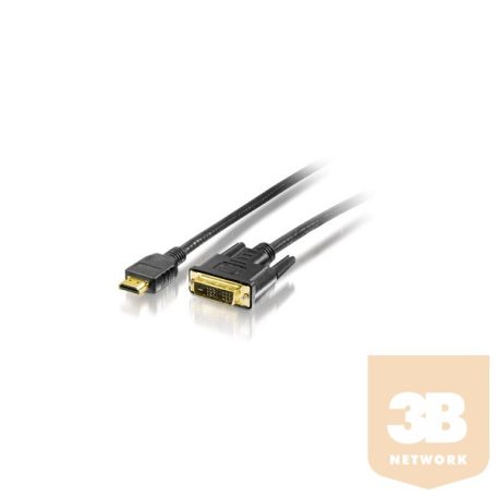 Equip 119322 HDMI - DVI kábel, aranyozott, 2m