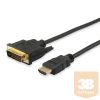 Equip Kábel - 119329 (HDMI to DVI kábel, apa/apa, aranyozott, fekete, 10m)