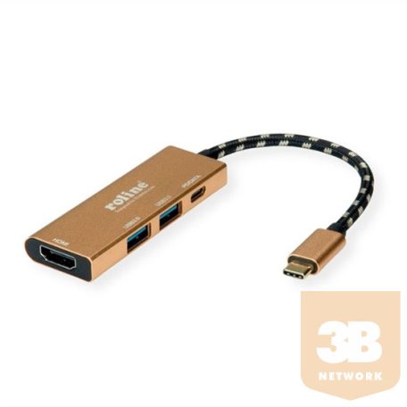 USB Roline Dokkoló USB Type-C - 4K HDMI / 2x USB 3.2 / 1x USB-C - arany