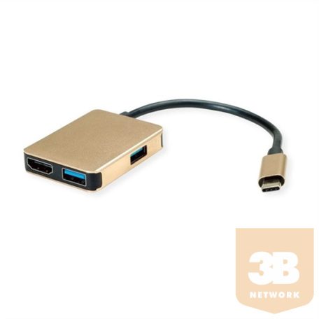 USB Roline Dokkoló USB Type-C - 4K HDMI / 2x USB 3.2 / 1x Type-C - arany