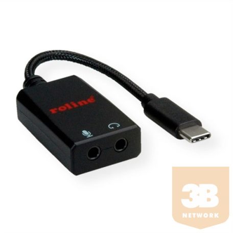 ADA Roline USB Type-C - 2x 3,5mm jack M/F adapter - 0,13m