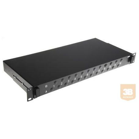 AMP 19" ST optikai panel, üres, 24db toldóhoz, (220mm mély) fekete (1206480-8)