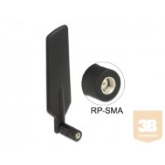   ADA Delock 12409 2sávos antenna RP-SMA 1 ~ 4 dBi mindenirányú forgatható hajlítható LTE WLAN antenna - Fekete