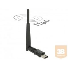   ADA Delock 12462 USB2.0 2sávos WLAN ac/a/b/g/n nano stick 433Mbps külső antennával