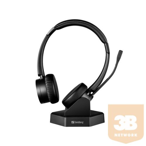 Sandberg Wireless Fejhallgató - Bluetooth Office Headset Pro+ (Bluetooth 5.0; mikrofon; hangerő szabályzó; fekete)