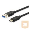 Equip Átalakító Kábel - 128343 (USB-C 3.2 Gen1 to USB-A, apa/apa, fekete, 0,25m)