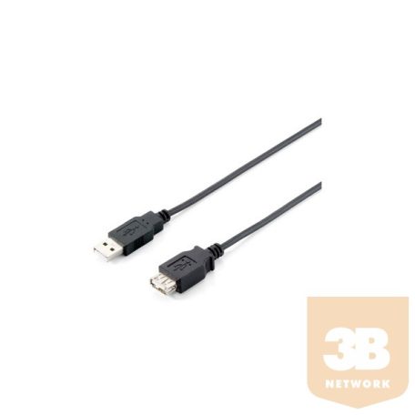 Equip USB 2.0 hosszabbító kábel, AM- AF 1.8m, kettős árnyékolás, fekete