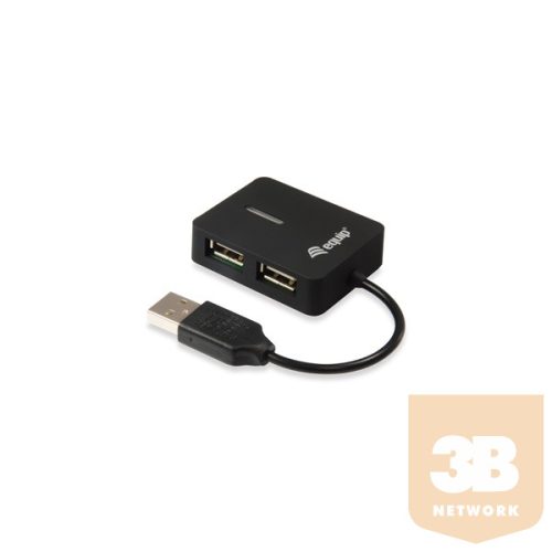 Equip-Life USB Hub - 128952 (4 Port, USB2.0, USB tápellátás, kompakt dizájn, fekete)