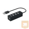 Equip-Life USB Hub - 128955 (4 Port, USB2.0, USB tápellátás, kompakt dizájn, fekete)