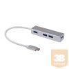 Equip-Life USB Hub - 128958 (USB-C 3.0, 4 Port, USB tápellátás, kompakt dizájn, ezüst)