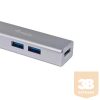 Equip-Life USB Hub - 128958 (USB-C 3.0, 4 Port, USB tápellátás, kompakt dizájn, ezüst)