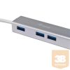 Equip-Life USB Hub - 128958 (USB-C 3.0, 4 Port, USB tápellátás, kompakt dizájn, ezüst)