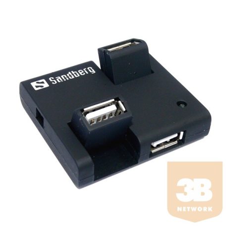Sandberg USB Hub - USB Hub 4 port (fekete; kihajtható csatlakozók; 1,2m kábel)