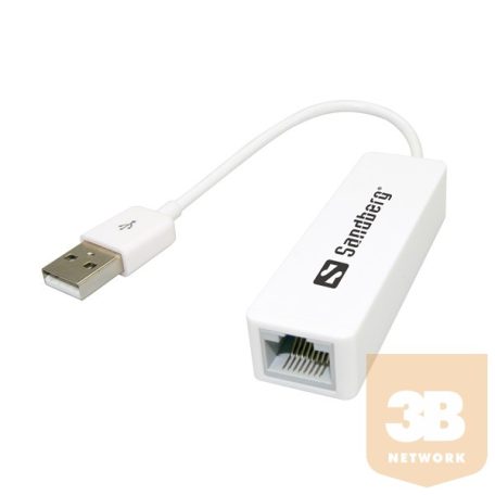 Sandberg Kábel Átalakító - USB to Network Converter (fehér; USB bemenet - RJ45 kimenet; 10/100Mbps)
