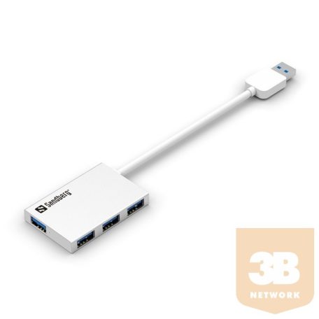 Sandberg USB Hub - USB 3.0 Pocket Hub 4 port (ezüst; 4port USB3.0, aluminium)