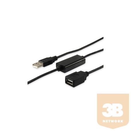 Equip 133310 Aktív USB 2.0 A-A hosszabbítókábel, apa/anya, duplán árnyékolt, 10m