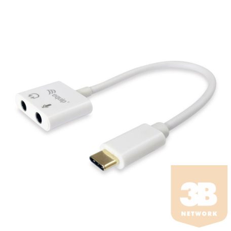 Equip Átalakító - 133460 (USB-C to Audio, 2x3,5mm Jack, ezüst)