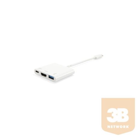 Equip 133461 USB-C -> HDMI,USB-A, USB-C átalakító, apa/anya (4096x2160 @ 30 Hz, PD)