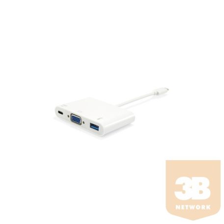 Equip 133462 USB-C -> VGA,USB-A, USB-C átalakító, apa/anya (1920x1080, PD)