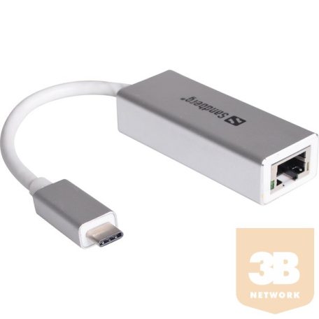 Sandberg Kábel Átalakító - USB-C Gigabit Network Adapter (ezüst; USB-C bemenet; RJ45 kimenet; Gigabit)