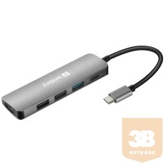 SANDBERG USB-C tartozék, USB-C Dock HDMI+3xUSB+PD 100W