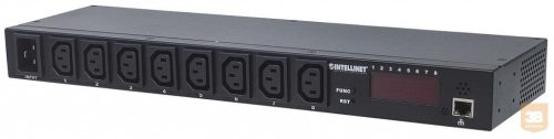 Intellinet IP kezelt elosztósáv Rack 19 1U 110V-240V/16A 8xC13/1xC20/1xRJ45"