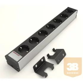   KS240 19"-os hálózati elosztó 7db aljzattal, kapcsoló nélkül