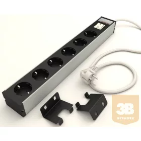   KS240 19"-os hálózati elosztó 6db aljzattal, kapcsolóval