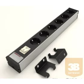   KS240 19"-os hálózati elosztó 6db aljzattal, kapcsolóval