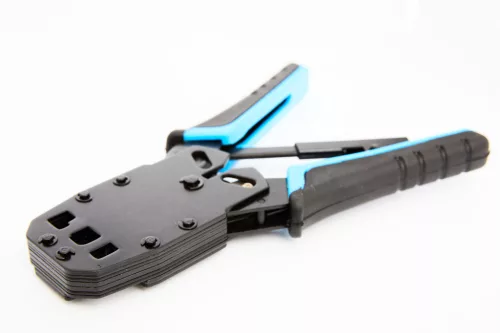 UTP és FTP RJ45 Krimpelő fogó 4P/6P/8P racsnis, fém, homloknyomós (RJ45, RJ11, RJ12)