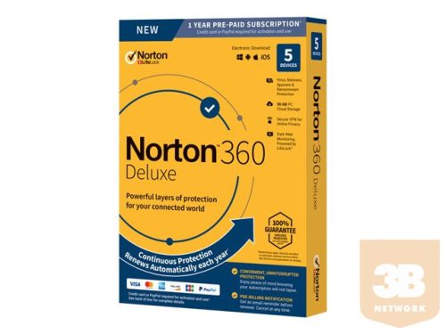 NORTONLIFELOCK Norton 360 Deluxe 50GB HU 1 User 5 Device 12Months Generic Gum MM