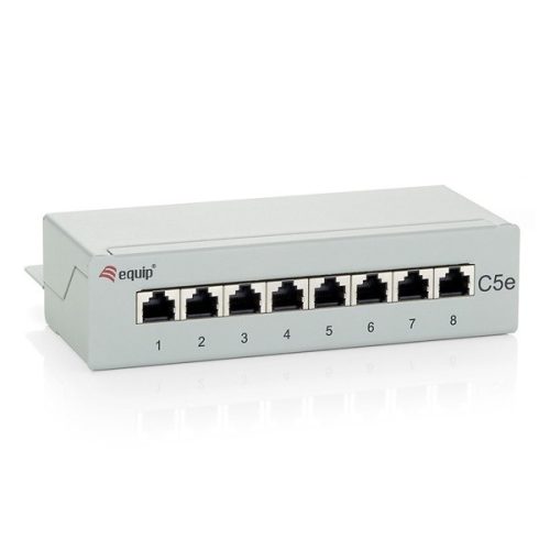 Equip Patch Panel - 227308 (8 port, Cat.5e, 1U, árnyékolt, szürke)