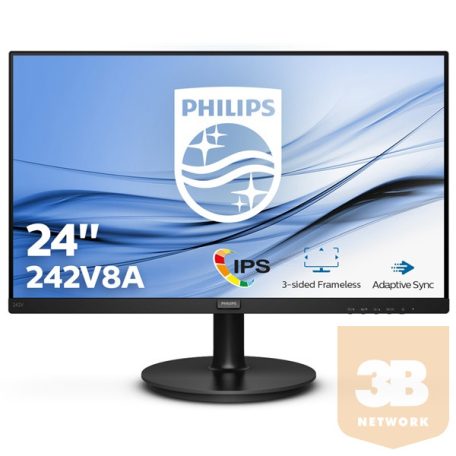 Philips IPS monitor 23,8" - 242V8A/00 1920x1080, 16:9, 250 cd/m2, 4ms, VGA, DisplayPort, HDMI, hangszóró